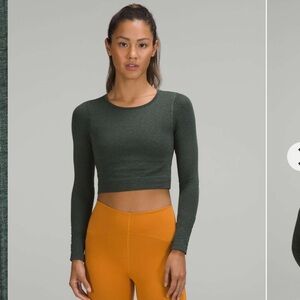 Lululemon-Sz 14- Ebb to Street LS Crop- Smoked Spruce